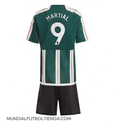 Camiseta Manchester United Anthony Martial #9 Segunda Equipación Replica 2023-24 para niños mangas cortas (+ Pantalones cortos)